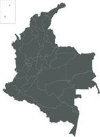 Vector blank map of Colombia with departments, capital region and administrative divisions. Editable and clearly labeled layers.