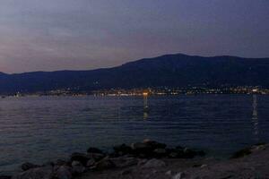 the view from the beach at dusk photo