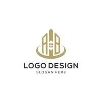 Initial AB logo with creative house icon, modern and professional real estate logo design vector