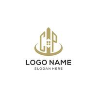 Initial CP logo with creative house icon, modern and professional real estate logo design vector