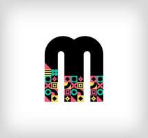 Creative letter M. Logo from capital letters with geometric shapes. Creative education colorful graphic. Vector