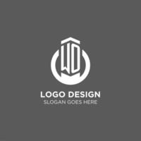 Initial WO circle round line logo, abstract company logo design ideas vector