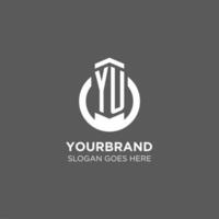 Initial YU circle round line logo, abstract company logo design ideas vector