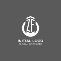 Initial ZF circle round line logo, abstract company logo design ideas vector