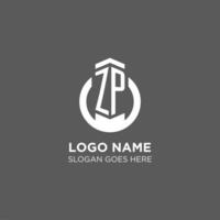 Initial ZP circle round line logo, abstract company logo design ideas vector