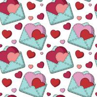 Seamless pattern with cartoon envelope and heart vector