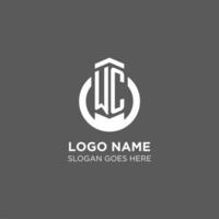 Initial WC circle round line logo, abstract company logo design ideas vector