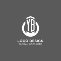 Initial YB circle round line logo, abstract company logo design ideas vector