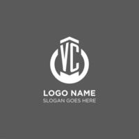 Initial VC circle round line logo, abstract company logo design ideas vector