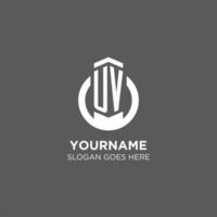 Initial UV circle round line logo, abstract company logo design ideas vector