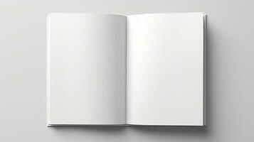 3D Rendering of Opened Blank White A4 Magazine Brochure Mockup photo