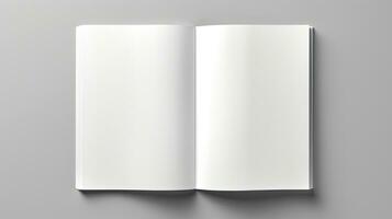 3D Rendering of Opened Blank White A4 Magazine Brochure Mockup photo