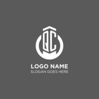 Initial QC circle round line logo, abstract company logo design ideas vector