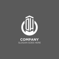 Initial OW circle round line logo, abstract company logo design ideas vector