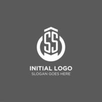Initial SS circle round line logo, abstract company logo design ideas vector