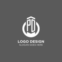 Initial PO circle round line logo, abstract company logo design ideas vector