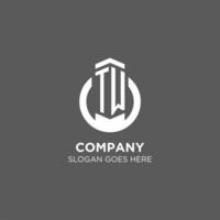 Initial TW circle round line logo, abstract company logo design ideas vector