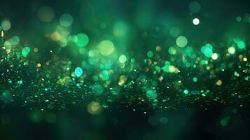 Abstract Bokeh Green Glitter Background photo