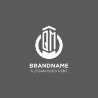 Initial QM circle round line logo, abstract company logo design ideas vector