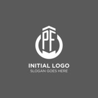 Initial PF circle round line logo, abstract company logo design ideas vector