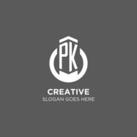 Initial PK circle round line logo, abstract company logo design ideas vector