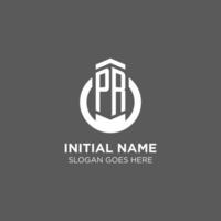 Initial PR circle round line logo, abstract company logo design ideas vector