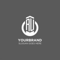 Initial RU circle round line logo, abstract company logo design ideas vector