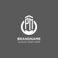 Initial PM circle round line logo, abstract company logo design ideas vector