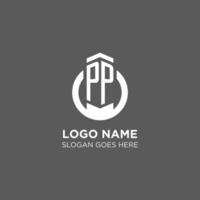 Initial PP circle round line logo, abstract company logo design ideas vector