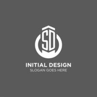 Initial SD circle round line logo, abstract company logo design ideas vector