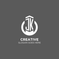 inicial jk circulo redondo línea logo, resumen empresa logo diseño ideas vector