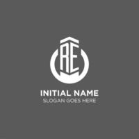 Initial RE circle round line logo, abstract company logo design ideas vector