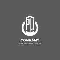 Initial PW circle round line logo, abstract company logo design ideas vector