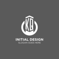 Initial KQ circle round line logo, abstract company logo design ideas vector