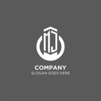 Initial MJ circle round line logo, abstract company logo design ideas vector