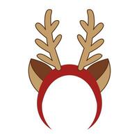 Hair hoop with cute brown ears and horns of deer. Funny head accessory. Reindeer headband. Flat vector illustration isolated on white background