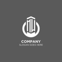 Initial MW circle round line logo, abstract company logo design ideas vector