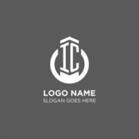 Initial IC circle round line logo, abstract company logo design ideas vector