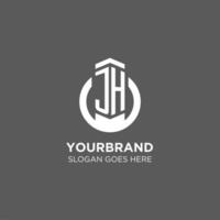 Initial JH circle round line logo, abstract company logo design ideas vector