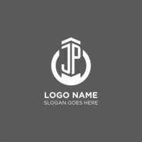 Initial JP circle round line logo, abstract company logo design ideas vector