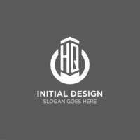 Initial HQ circle round line logo, abstract company logo design ideas vector