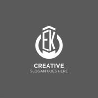 Initial EK circle round line logo, abstract company logo design ideas vector