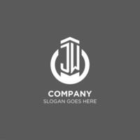 Initial JW circle round line logo, abstract company logo design ideas vector