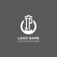 Initial IP circle round line logo, abstract company logo design ideas vector