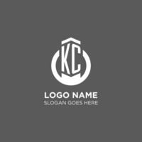 Initial KC circle round line logo, abstract company logo design ideas vector