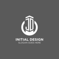 Initial JD circle round line logo, abstract company logo design ideas vector