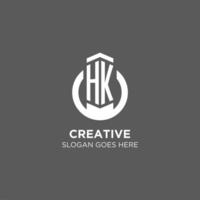 Initial HK circle round line logo, abstract company logo design ideas vector