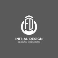 Initial FD circle round line logo, abstract company logo design ideas vector