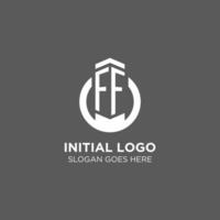 Initial FF circle round line logo, abstract company logo design ideas vector