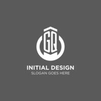 Initial GQ circle round line logo, abstract company logo design ideas vector